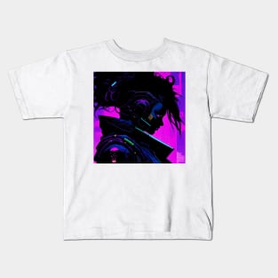 Cyberpunk girl silhouette Kids T-Shirt